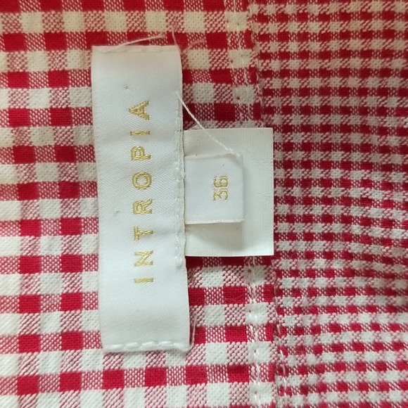 Anthropologie Intropia Patched Gingham Swing Dress, Size 36 - Picture 11 of 12